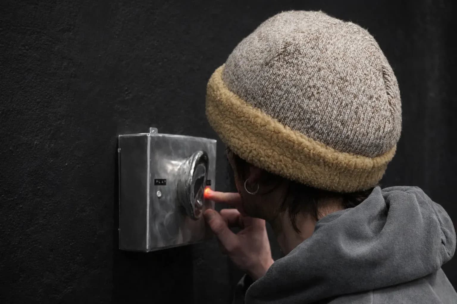 The ooho — ear device installed in urban or exhibition space.