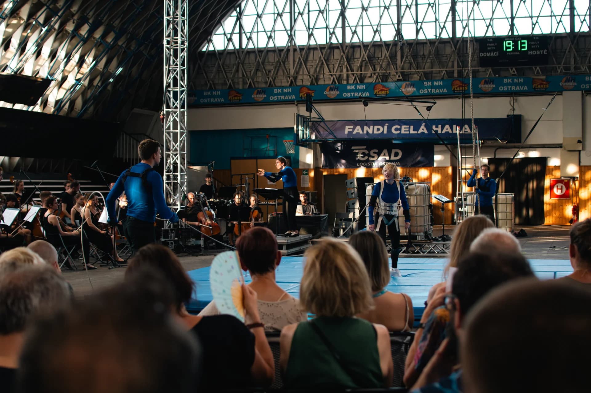 IMPACT — performers on stage with live electronics setup during performance.