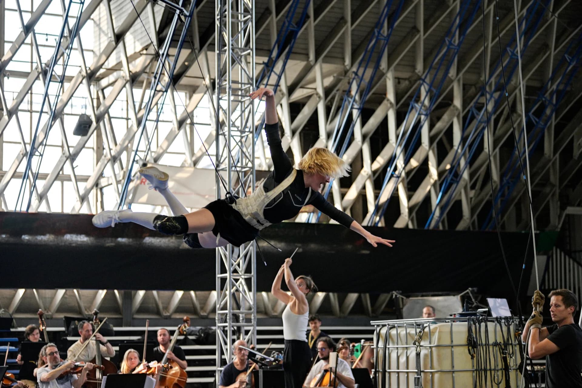 IMPACT at NODO Ostrava 2024 — stage setup with Ostravská banda orchestra and live electronics.