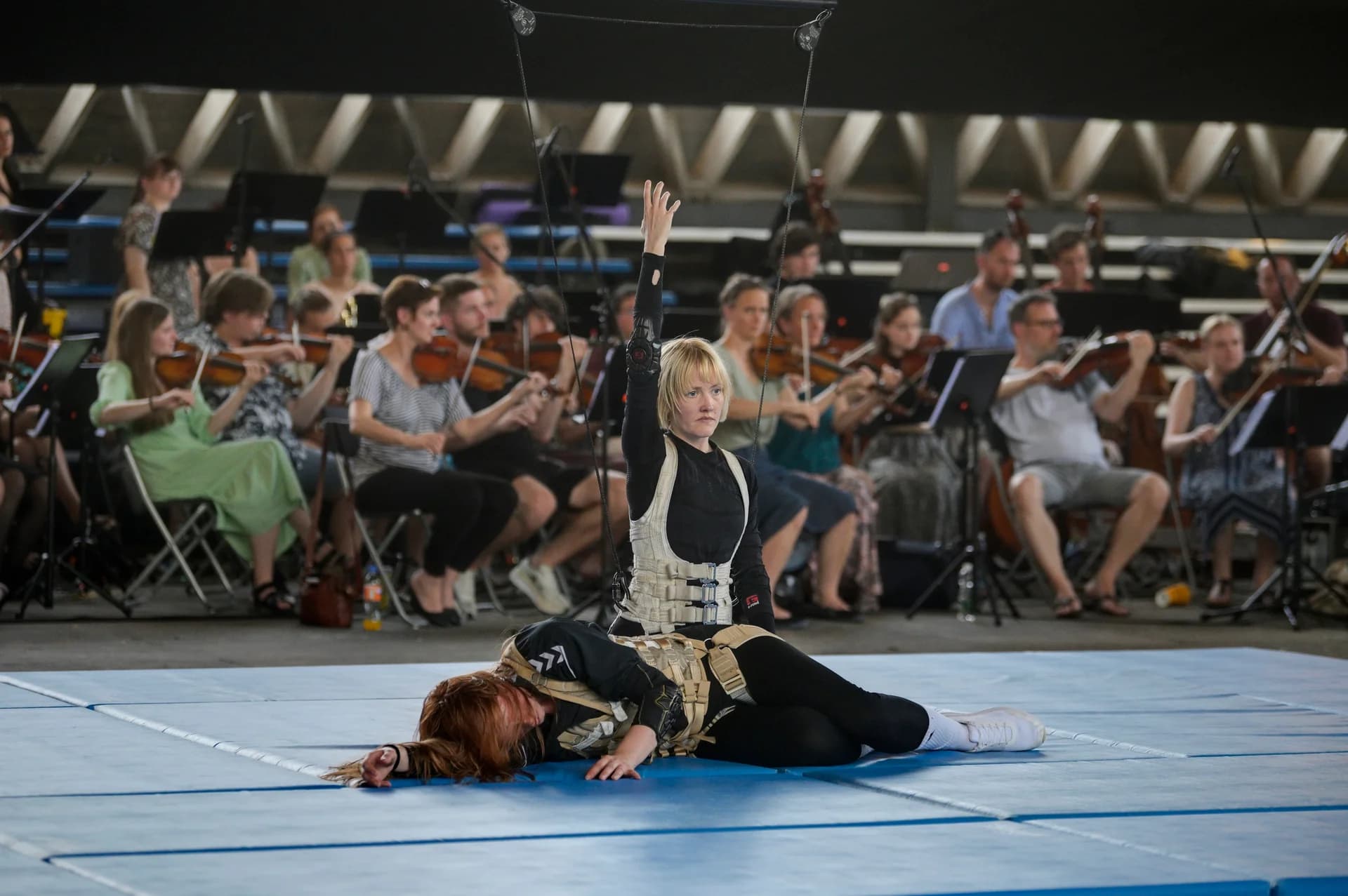 IMPACT at NODO Ostrava 2024 — full stage view with orchestra, choir, and interdisciplinary elements.